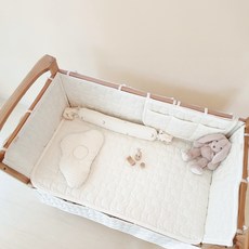 아이레빗 유아용 순면 곰누빔 도톰 양면 침대 패드 고정끈없음, 크림 아이보리