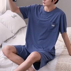 Bonaraon 男士透氣莫代爾羅紋短袖睡衣套裝