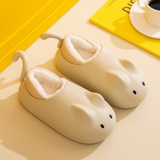 SUPERCOMET 兒童超輕量柔軟軟墊室內外兩用老鼠尾巴防寒毛絨室內拖鞋 ws9885