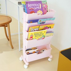 BONOHOUSE Marvel 纖巧5層書本推車, 摩登粉, 1個