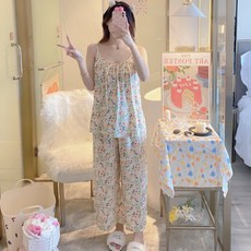 PEONIST 女士細肩帶睡衣居家服上下套裝