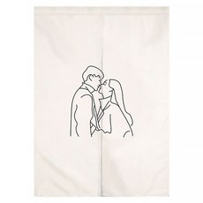 I Love Home 情侶黑色線條畫多功能隔間簾, TYPE3