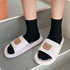 라블 여성용 방수 키높이 곰돌이슬리퍼