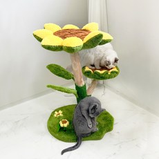 펫모닝 고양이 리얼트리 썬 플라워 2단, 그린, 1개