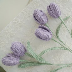 slow moments 柔軟鬱金香花束鉤針DIY初學者材料包套組, 1套, 淡薰衣草紫