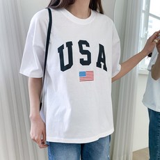 린다샵 여성용 챌리카 베이직 USA 라운드넥 반팔 티셔츠 cpt11923k32