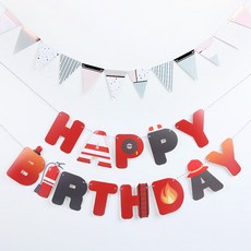 PARTYHAE 紙質生日角色扮演掛旗 消防員 + 雪花粉, 1套, 混合色