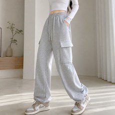 Goodif 女款寬版工裝鬆緊帶街頭運動褲