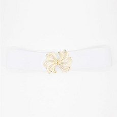 TED BROWN 女款金色花朵彈力腰帶 50mm