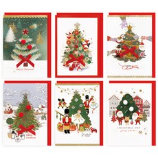 From&To 聖誕樹卡片6款 + 信封6入組 FS7112, 1套, 混合顏色