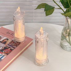 플레먼트 LED 반짝이 캔들 라이트 2p, 투명