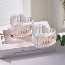 아메리칸로드 스트라이프 하트모양 디저트 캔디볼 접시 HR2020, B투명, 2개