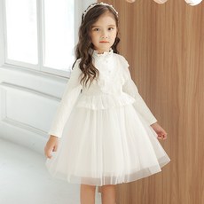 Noble Angel 女童正裝風格荷葉邊蕾絲紗裙洋裝 No 633