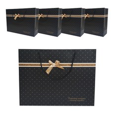 圓點蝴蝶結購物袋 特大號, 黑色, 5個