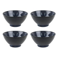 深藍條紋碗, 混色, 4個