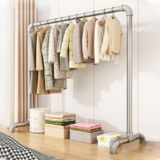 IYES 鋼鐵製管子堅固的立式衣架衣架 IY-PIPE1, 銀