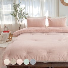 yesbedding 韓國製 Snow Premium 10mm 拉舍爾極細纖維鋪棉被, 嬰兒粉