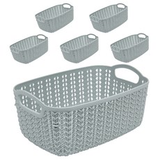 CHAEUM LIVING 仿藤編收納籃, 灰色的, 6個