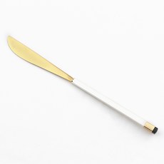 Bogen 方形雙色銀色餐具餐刀, 1個, 白色 + 金色