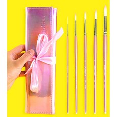 Liz Jainey 美術用品 粉紅極光油畫筆 02 5件組 + 禮物袋 珍珠粉棒, 1套, 277 x 80 x 30