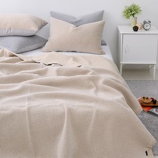 Ash莫代爾絲絨顏料水洗鋪棉薄被, 米色