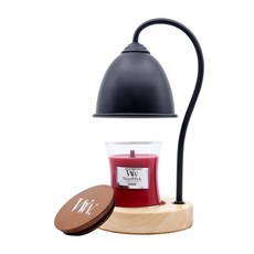 WoodWick 迷你黑醋栗香氛蠟燭 85g+迷你熔蠟燈, 黑色（暖色）