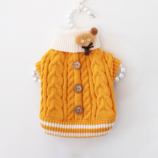 PASTEL PET 寵物麻花高領針織衫, 黃色