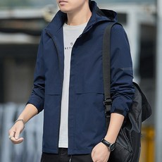 Elsso 男款Homme戶外春秋季可拆卸連帽防風防水風衣外套