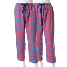 캐리루시 여성용 깅엄선염체크 9부 잠옷바지 2p