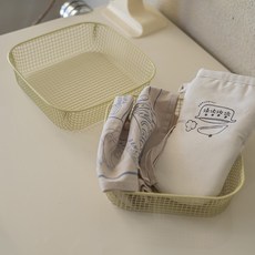 Villat 粉彩方形鐵製籃, 檸檬黃, 1套