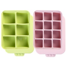 Dailylike 嬰兒食品收納盒 6格+12格, 01款 黃綠色(6格)+淺紫色(12格)