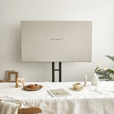 BEBE DECO 水洗棉字母印花鬆緊帶電視防塵罩, 淺褐色的