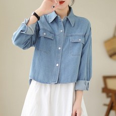 I'M MONG 女款Mimorin短版牛仔襯衫