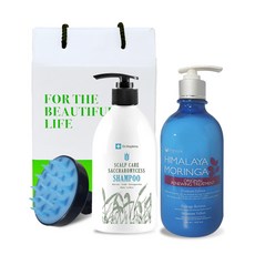 DrHopkins 洗髮精 500ml+Pogonia喜馬拉雅辣木潤髮乳 500ml+頭皮泡沫髮刷禮盒組, 1套