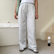 무드인더 여성용 밴딩 기모 와이드 트레이닝 팬츠