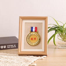 Soulrich 原木紀念獎牌收納相框 單獎牌展示, 1個, 木紋