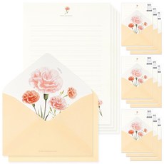 POPO FANCY Blossom Flower 信紙4p + 信封2p組合, 黃色, 10套