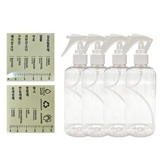 World Clean 透明迷你鎖噴霧瓶 300ml x 4入 + 貼紙組, 白色, 1套