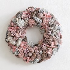 flowertree 室內牆面裝飾松果花環 35cm, 粉紅色