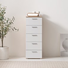 비앙스 켈른 5단 서랍장 틈새수납장 400 방문설치, 오크+그레이, 5개