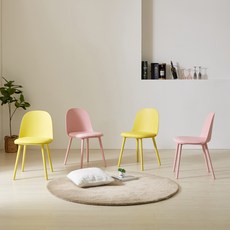 노아가구 식탁 카페 인테리어 의자 2종 x 2p 세트, 옐로우, 핑크, 1세트