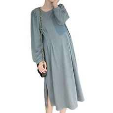 리온 여성용 긴팔 셔링 임산부 원피스 HR298