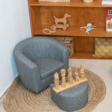 chichipapa 幼兒用防污材質 Hayden 矮凳 + 1人座沙發套組, 灰色