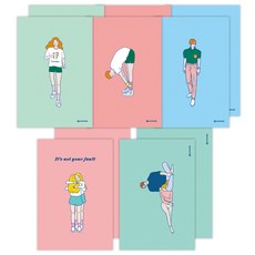콤마비 엽서 5종 세트, 핑크소년, 민트소녀, 핑크바지 남자, 민트 커플, 나에게, 2세트