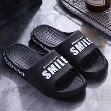 Karis 字母印花柔軟浴室拖鞋 A04, 黑色, 1個