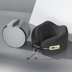 순잠 리바운드 U자형 메모리폼 목베개 + 케이스 세트, 블랙