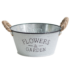 娜比達古典提把金屬花盆, 銀色, 1個