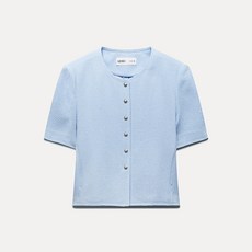 미쏘 여성용 라운트넥 트위드 반팔 자켓