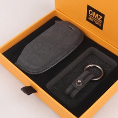 GMZ MOTORS 汽車鑰匙殼 汽車皮革智能鑰匙殼 Alcantara, 黑色, 起亞 9鍵 KN09