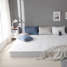 固定帶純棉絎縫家庭床墊, 白色